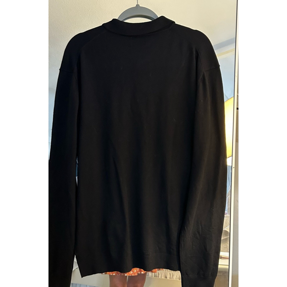 Adolfo Men's Long Sleeve Black Polo Shirt - Picture 2 of 3